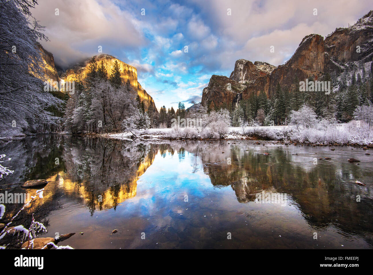 Vue sur la vallée en hiver Yosemite National Park Banque D'Images