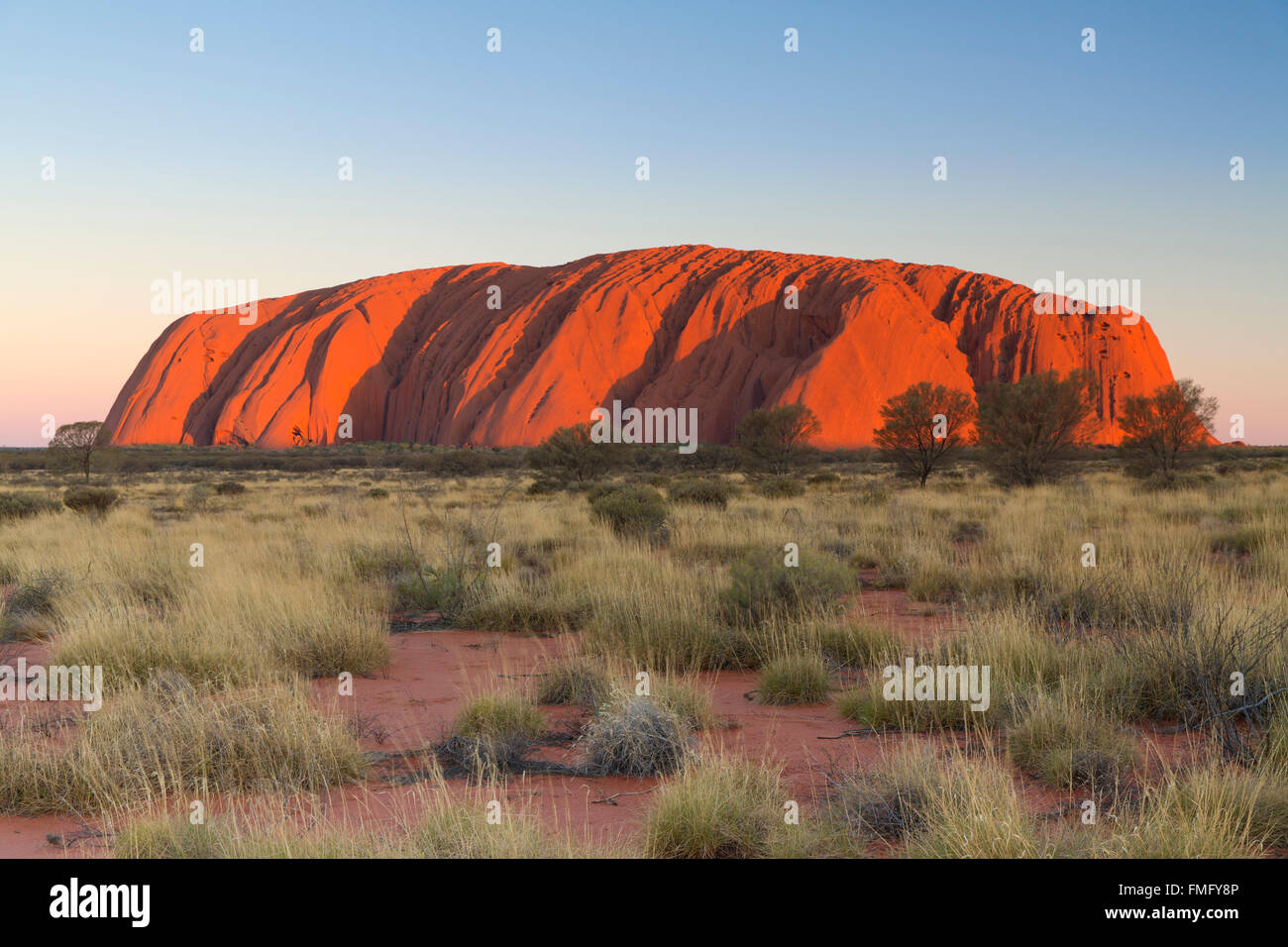 Uluru (Site du patrimoine mondial de l'UNESCO), Parc National d'Uluru-Kata Tjuta, Territoire du Nord, Australie Banque D'Images