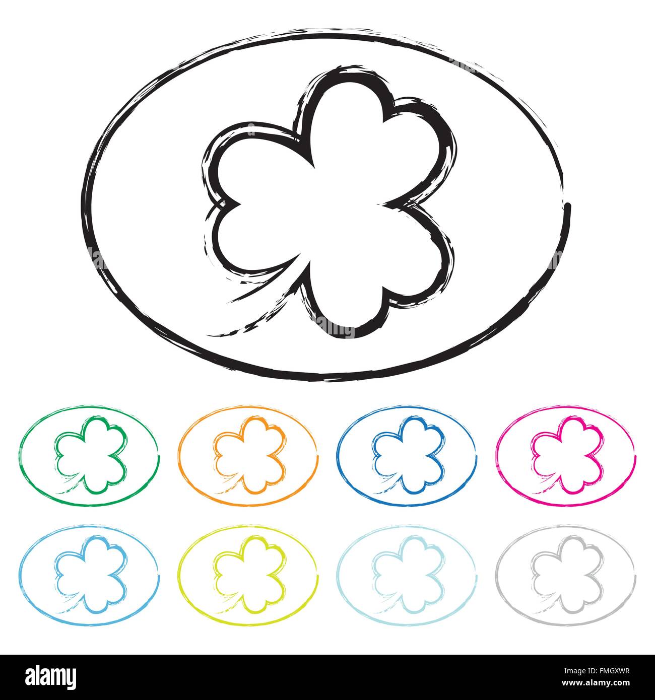 Ensemble de trèfle coloré de style grunge stamp, de conception pour l'irish St Patricks Day, vector illustration, Set 3 Illustration de Vecteur
