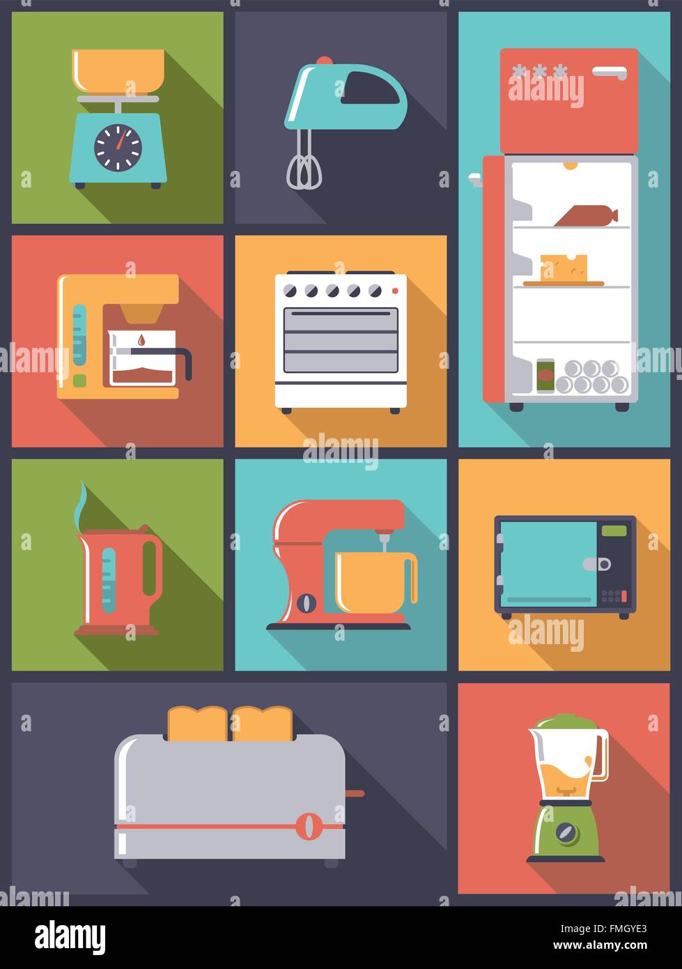 Illustration design plat avec des appareils de cuisine. Illustration de Vecteur