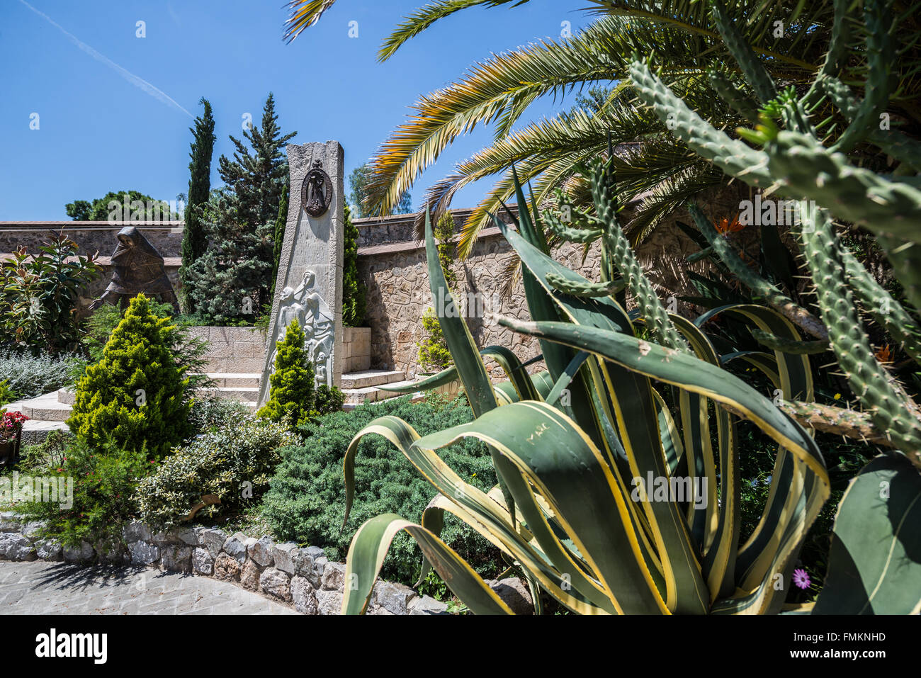 Statue de Saint Joseph de l'église de montagne situé près de Parc Guell à Barcelone, Espagne Banque D'Images