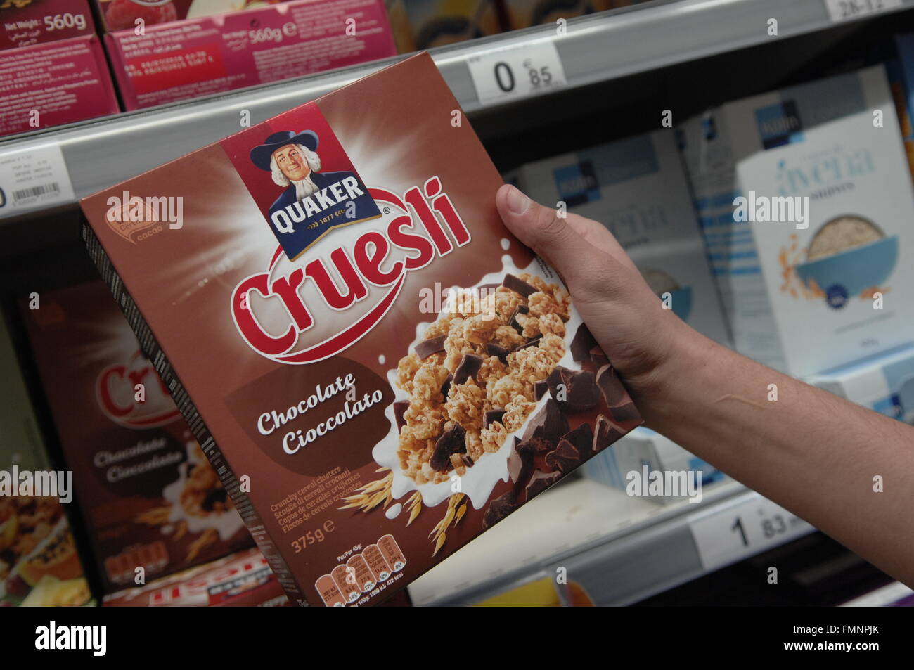 Cruesli Chocolat Boîte de céréales Quaker Banque D'Images