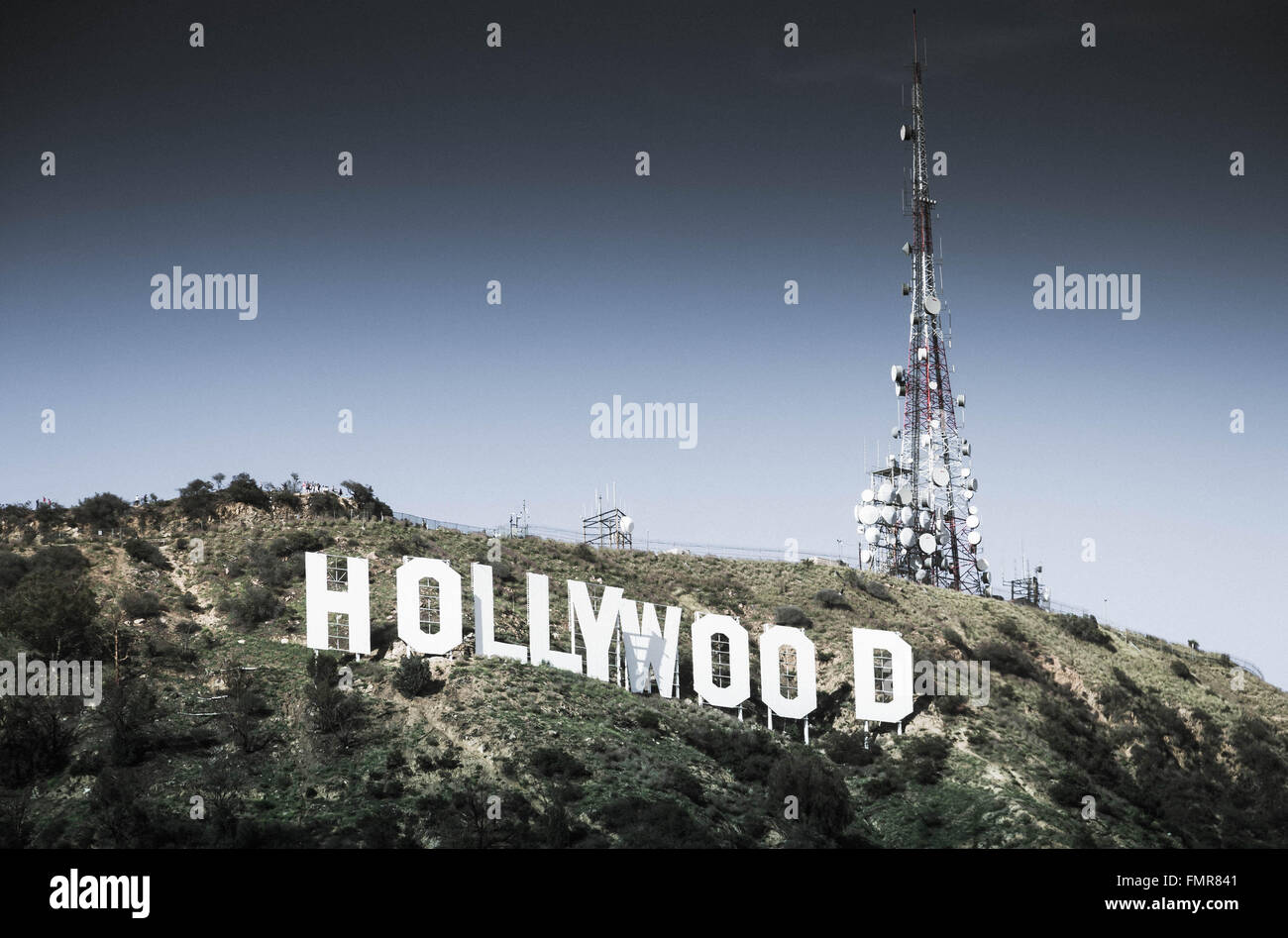 Hollywood Sign, Lake Hollywood, Los Angeles, Banque D'Images
