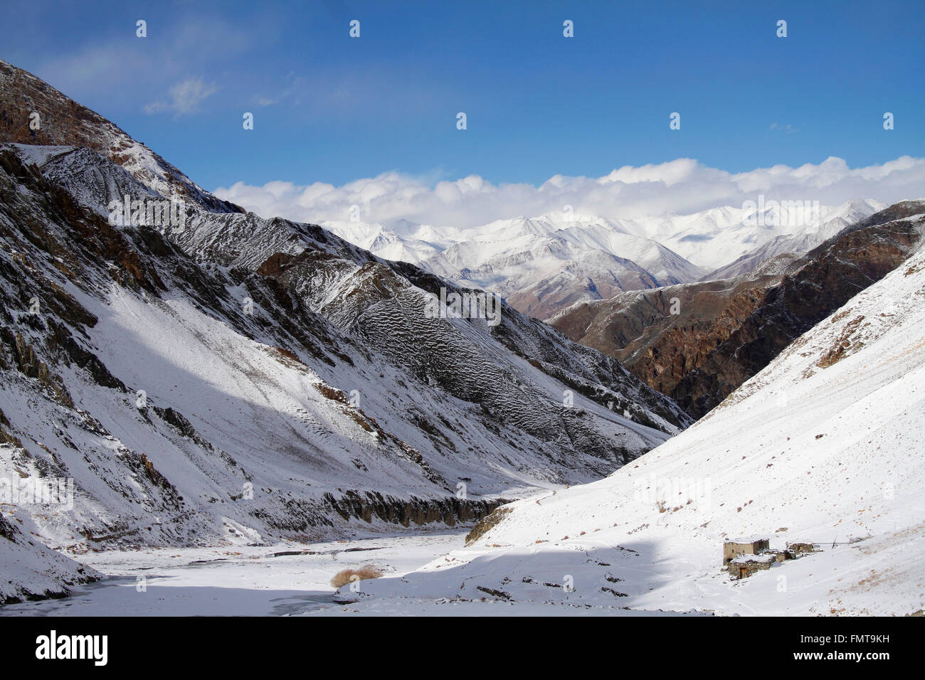 Dans les montagnes de l'himalaya Ladakh, Inde. Haute Altitude Hemis National Park. Banque D'Images