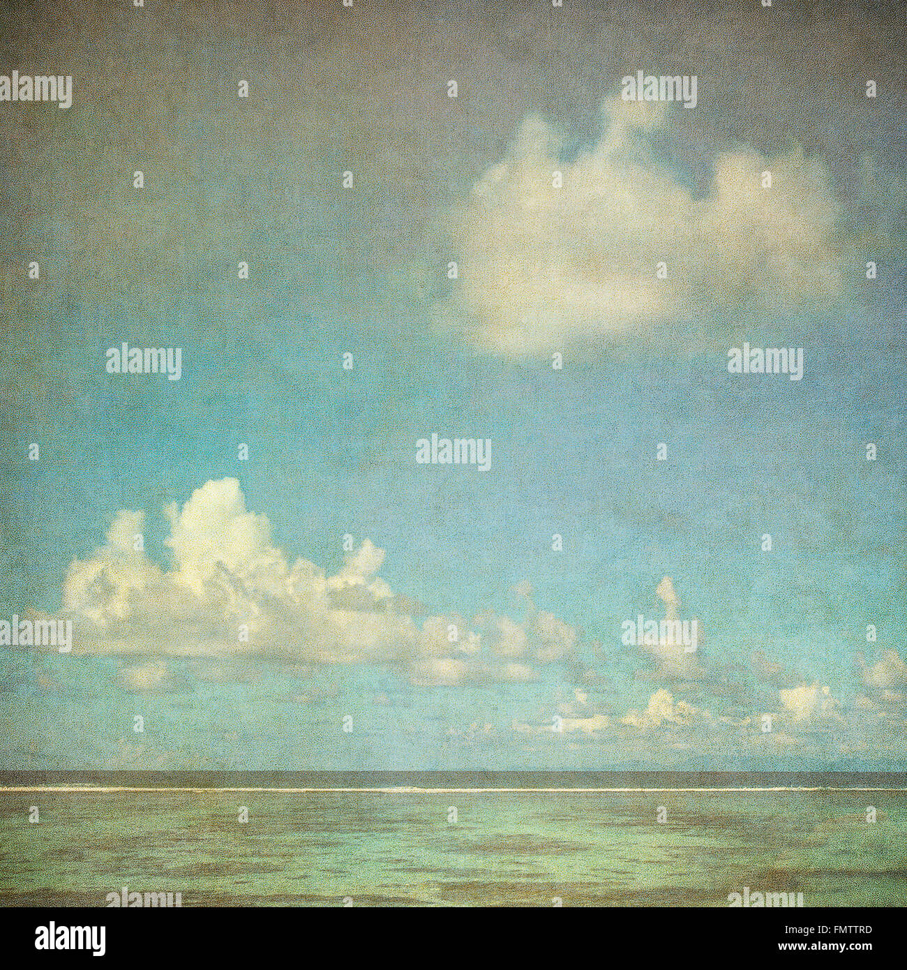 Image vintage de la mer et ciel nuageux Banque D'Images