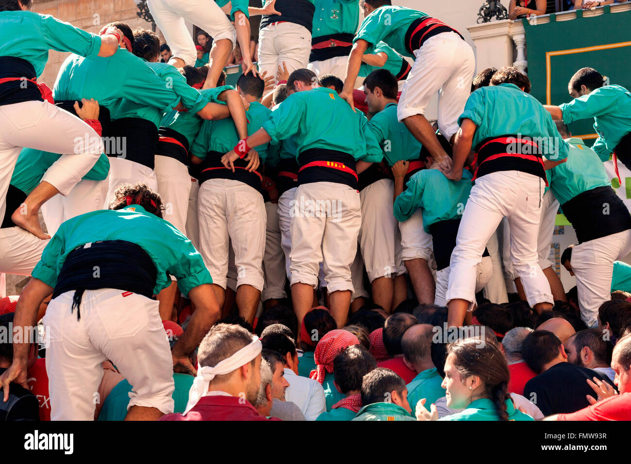 Castellers de Vilafranca del Penedès, Catalogne, Espagne. Banque D'Images