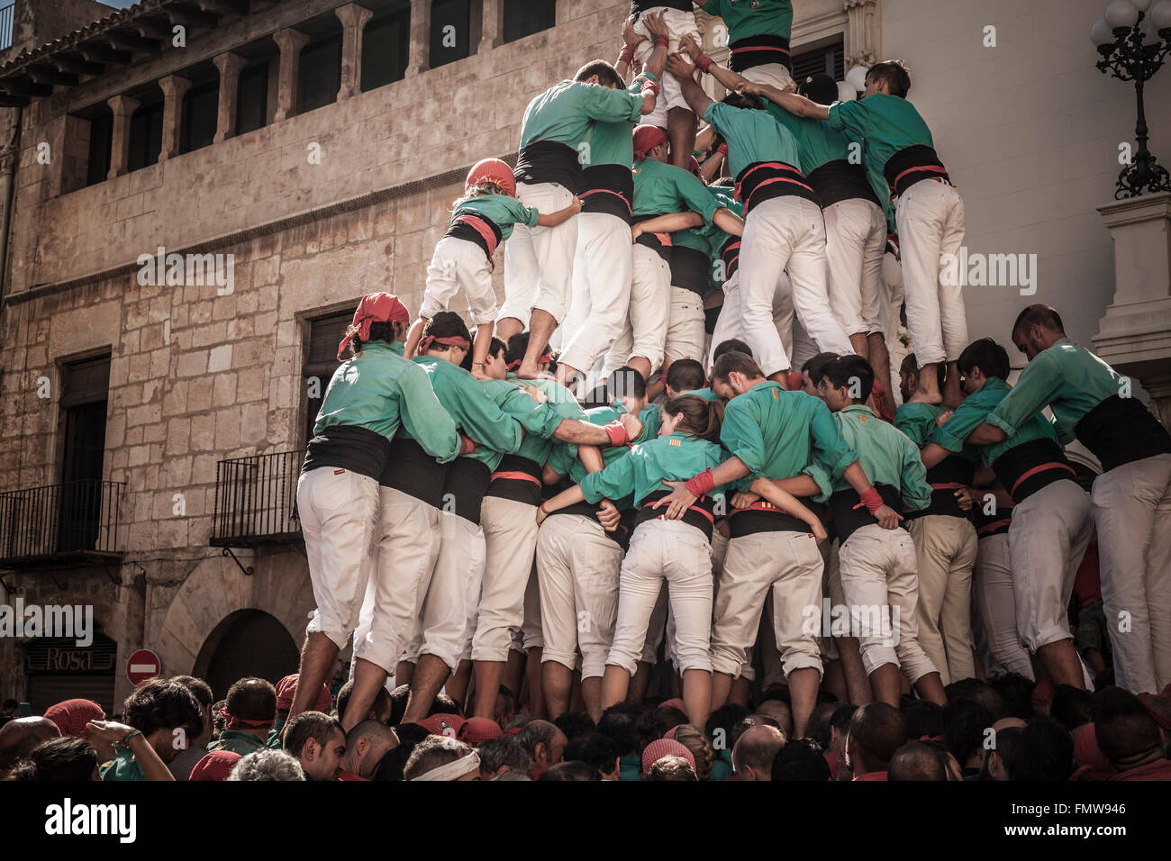 Castellers de Vilafranca del Penedès, Catalogne, Espagne. Banque D'Images