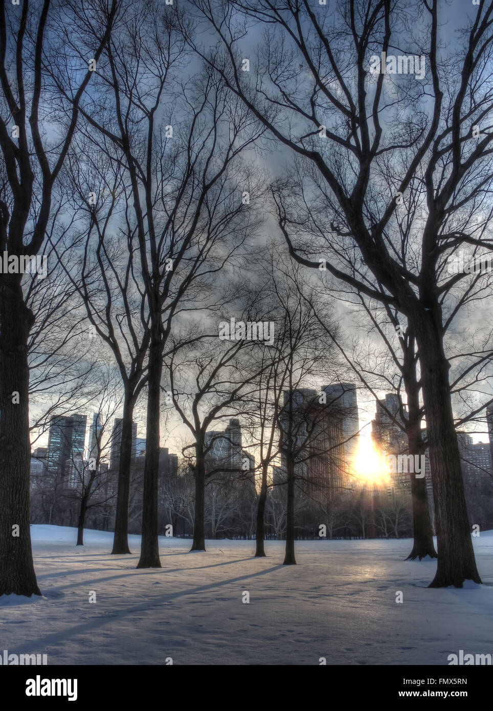 Coucher du soleil à Central Park Banque D'Images