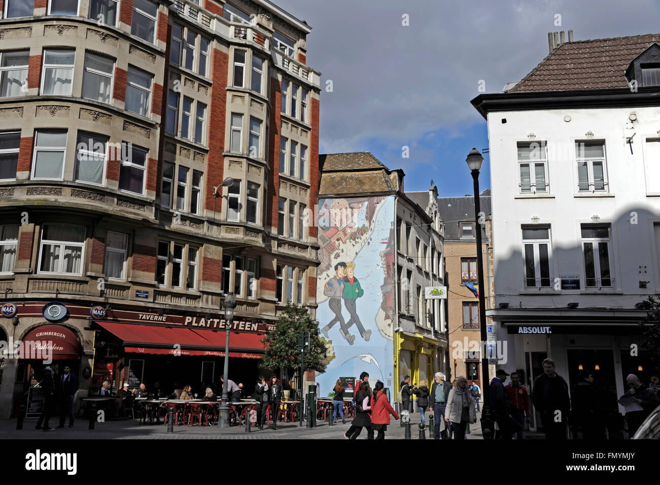 Broussaille par Pe,Rue du Marche au charbon,Bruxelles,Belgique Banque D'Images