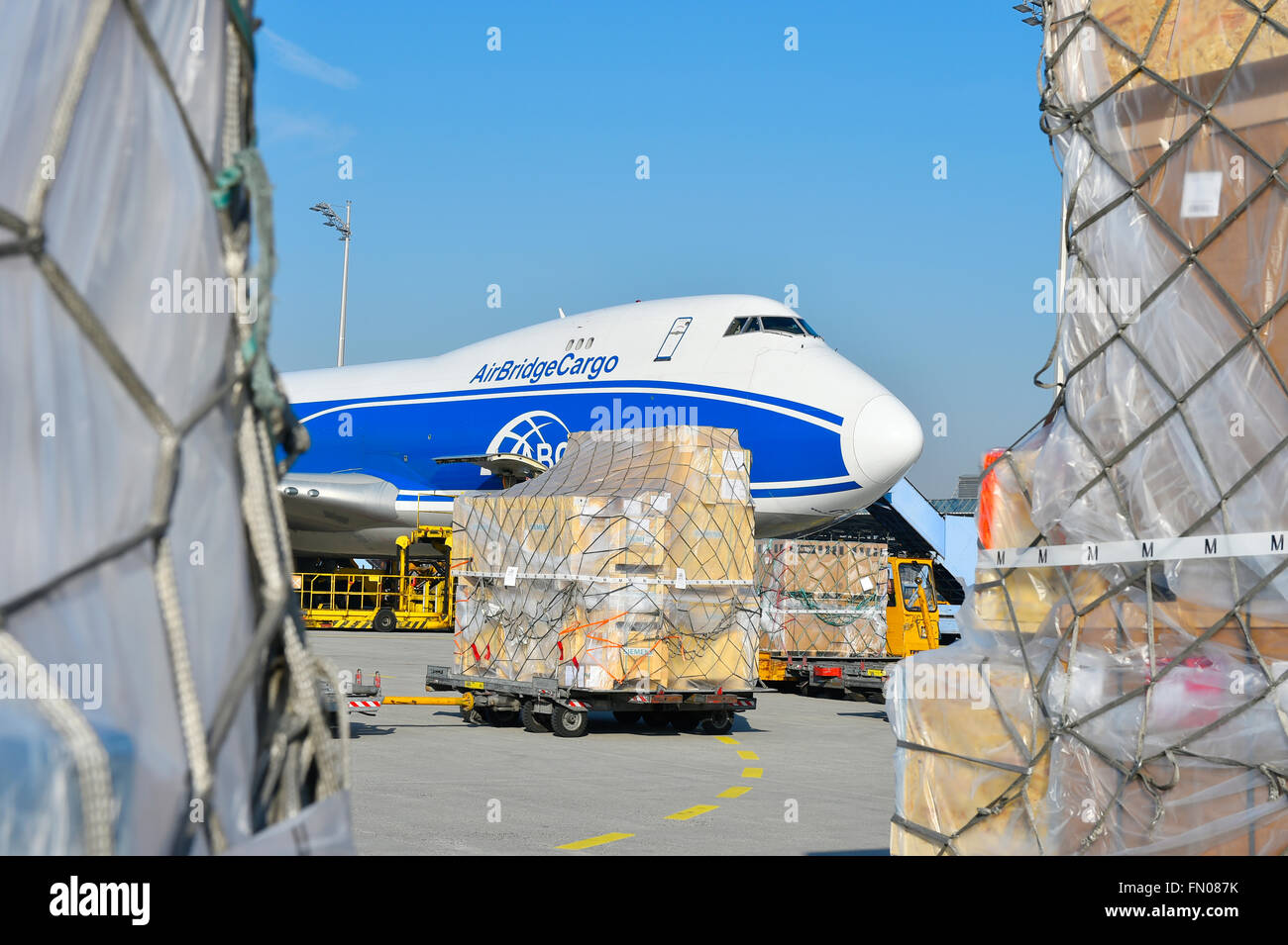 Cargo, fret, fret, avion, avion, avion, Boeing, B 747, B747-400F, ABC, Air Bridge Cargo, fret, embarquement Banque D'Images