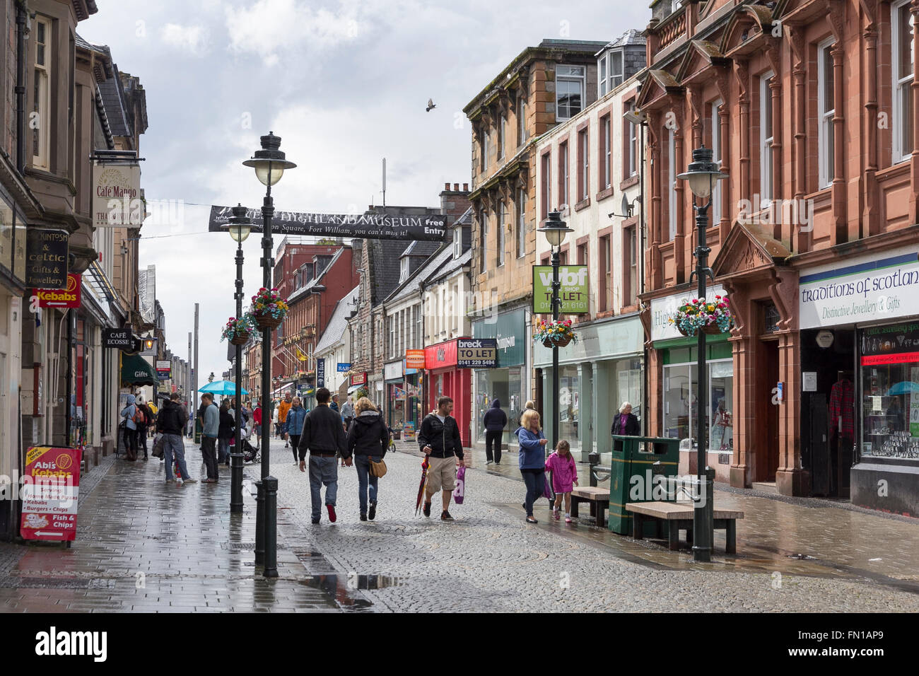 La rue principale de Fort William, l'Ecosse, Highland, Lochaber Banque D'Images