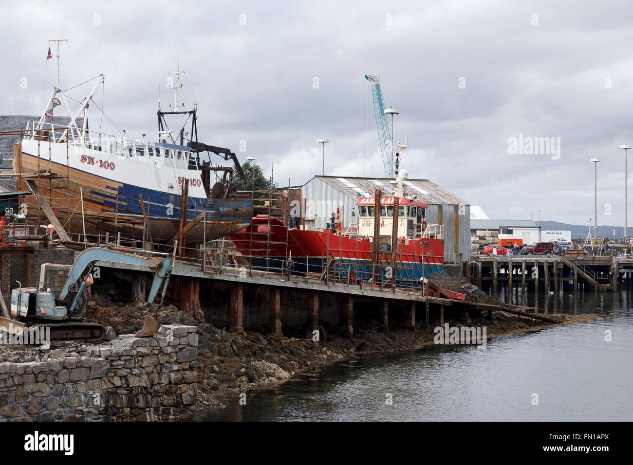 Mallaig construction et réparations dans le port de la ville Banque D'Images