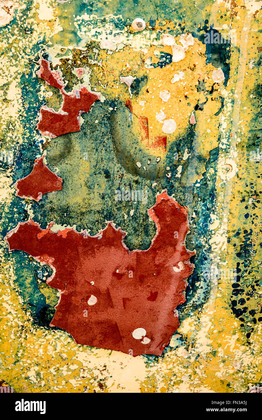 Des modèles d'érosion sur les coques de bateaux disponibles, Antigua Slipway, English Harbour, Antigua Banque D'Images