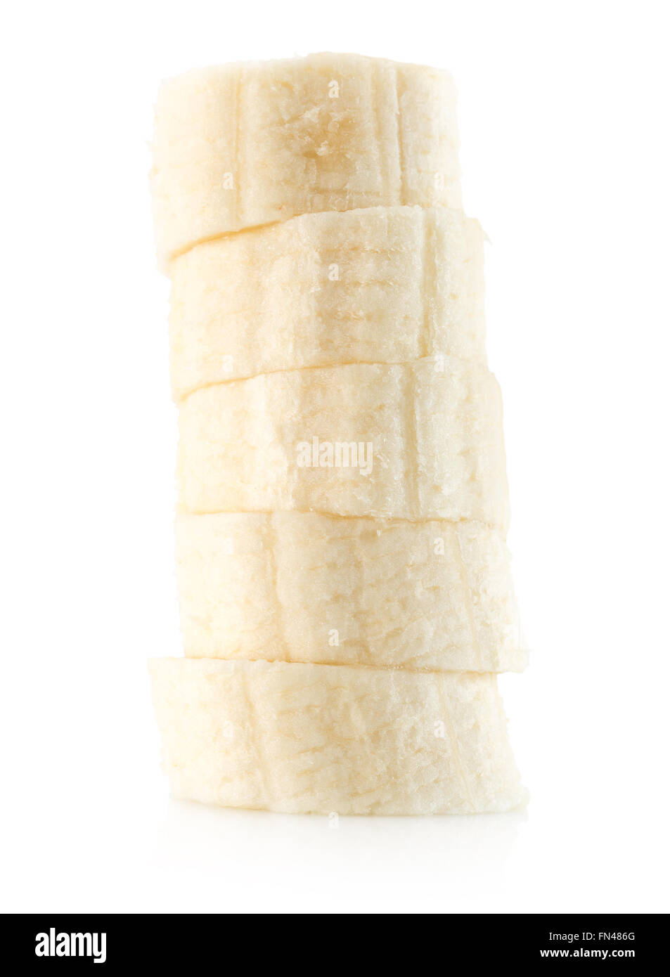 Des tranches de banane isolé sur fond blanc. Banque D'Images