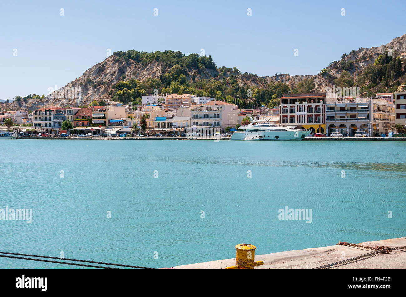 Vue de la ville et le port de Zakynthos ville, Grèce Banque D'Images