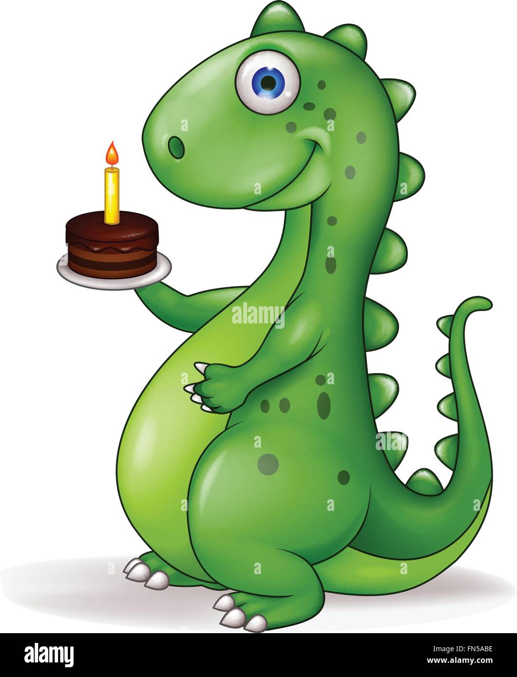 Dinosaure Avec Gateau D Anniversaire Drole Image Vectorielle Stock Alamy
