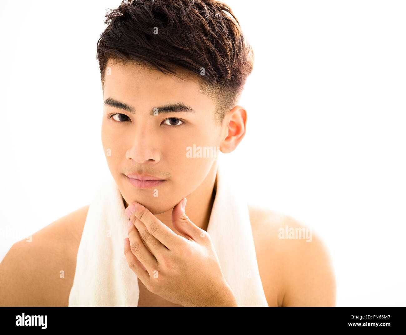 Closeup portrait of attractive young man face Banque D'Images