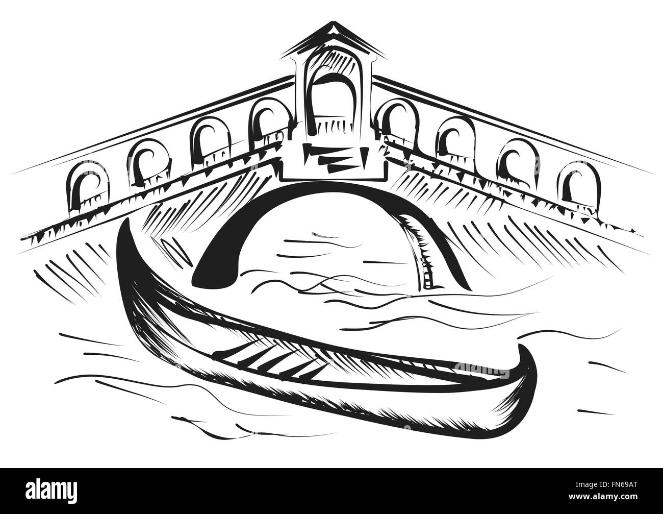 Gondole de Venise isolé sur fond blanc Illustration de Vecteur