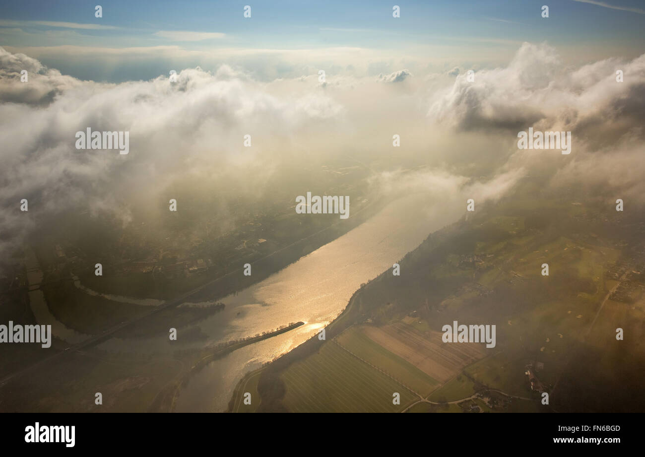 Photographié par antenne, réservoir Kemnader en hiver rétro-éclairage de près d'un kilomètre de hauteur, la vallée de la Ruhr, Ruhr Kemnade, Banque D'Images