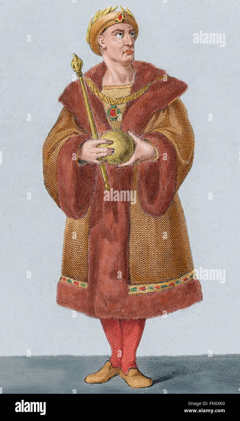 Frédéric III (1415-1493). Appelé le règlement pacifique. Saint Empereur Romain. La gravure. De couleur. Banque D'Images