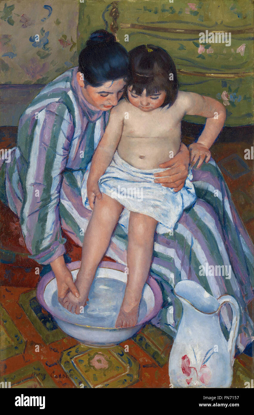 Mary Cassatt - la baignoire de l'enfant Banque D'Images