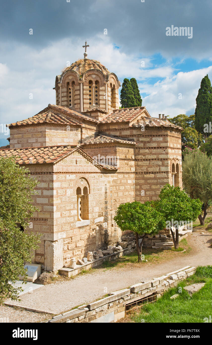 Athènes - l'église Agioi Apostoloi byzantine dans l'ancienne Agora. Banque D'Images