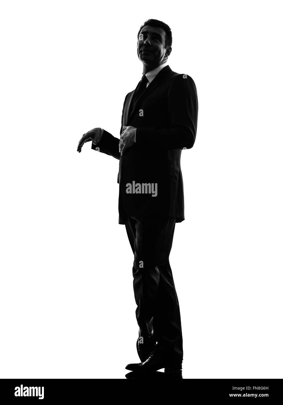 Portrait d'un homme d'affaires efféminés snobs en silhouette sur fond blanc Banque D'Images
