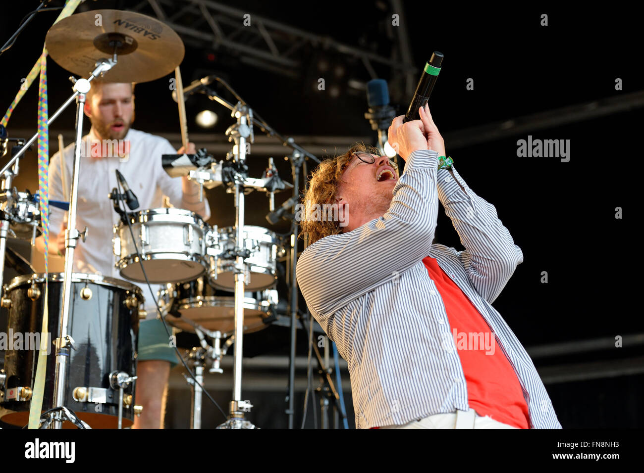 Barcelone - JUIN 13 : FM Belfast (electro pop) performance à Sonar Festival le 13 juin 2014 à Barcelone, Espagne. Banque D'Images