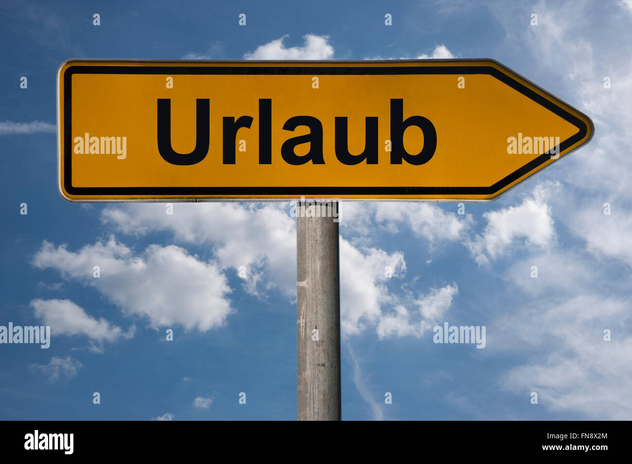 Photo détail d'un panneau avec le titre allemand Urlaub (maison de vacances) Banque D'Images