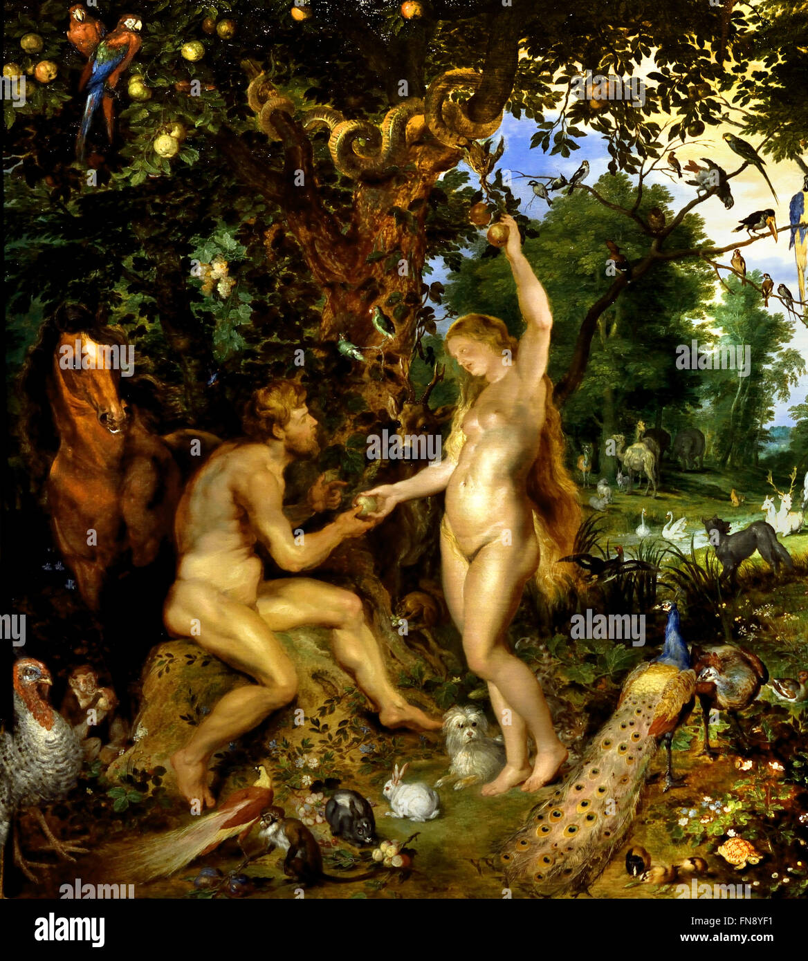 Le Jardin d'Eden avec la chute de l'homme 1615 Jan Brueghel l'ancien 1568-1625 et Peter Paul Rubens 1577-1640 Belgique flamande Banque D'Images