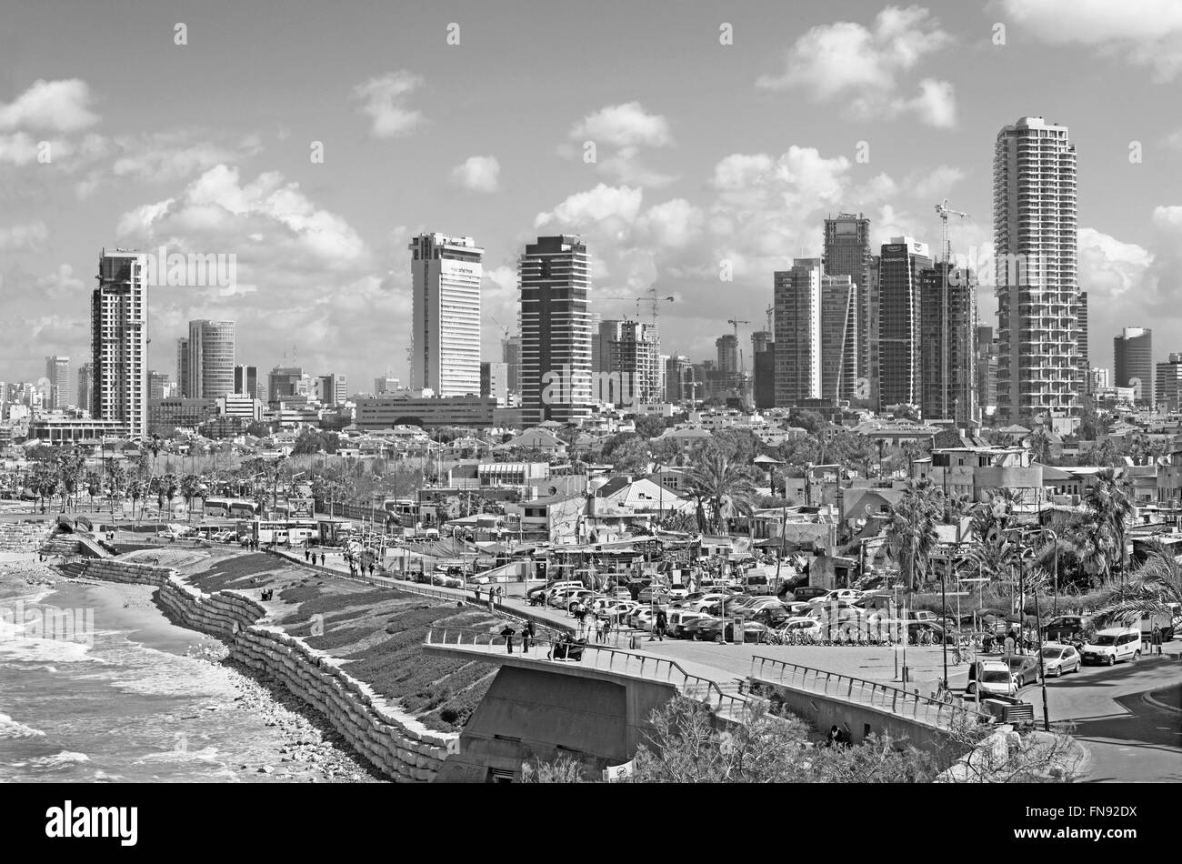 TEL AVIV, ISRAËL - 2 mars, 2015 : la côte et le bord de mer de Tel Aviv Banque D'Images