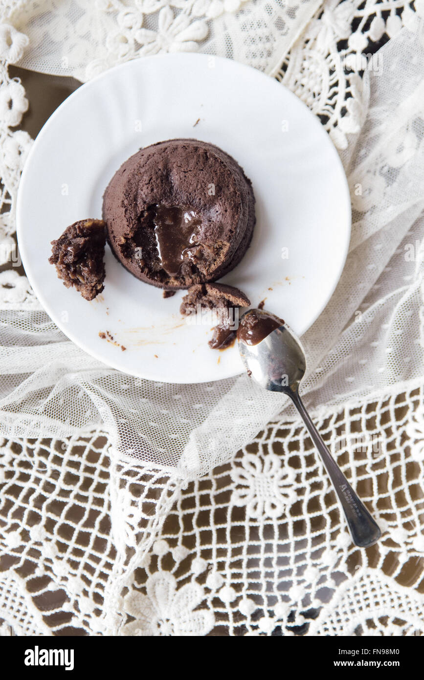 Vue aérienne d'un dessert au chocolat Banque D'Images