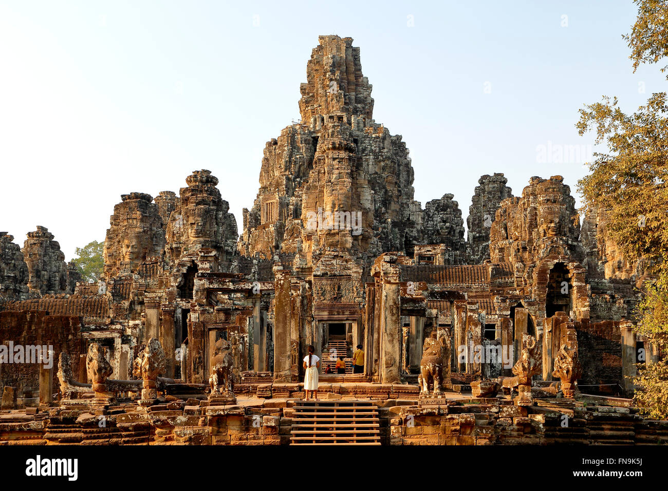 Temple Bayon, Angkor Thom, Parc archéologique d'Angkor, Siem Reap, Cambodge Banque D'Images