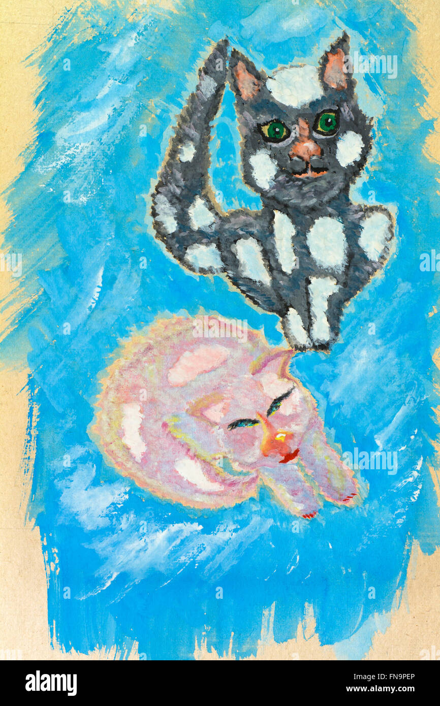 Chats de peinture Banque D'Images