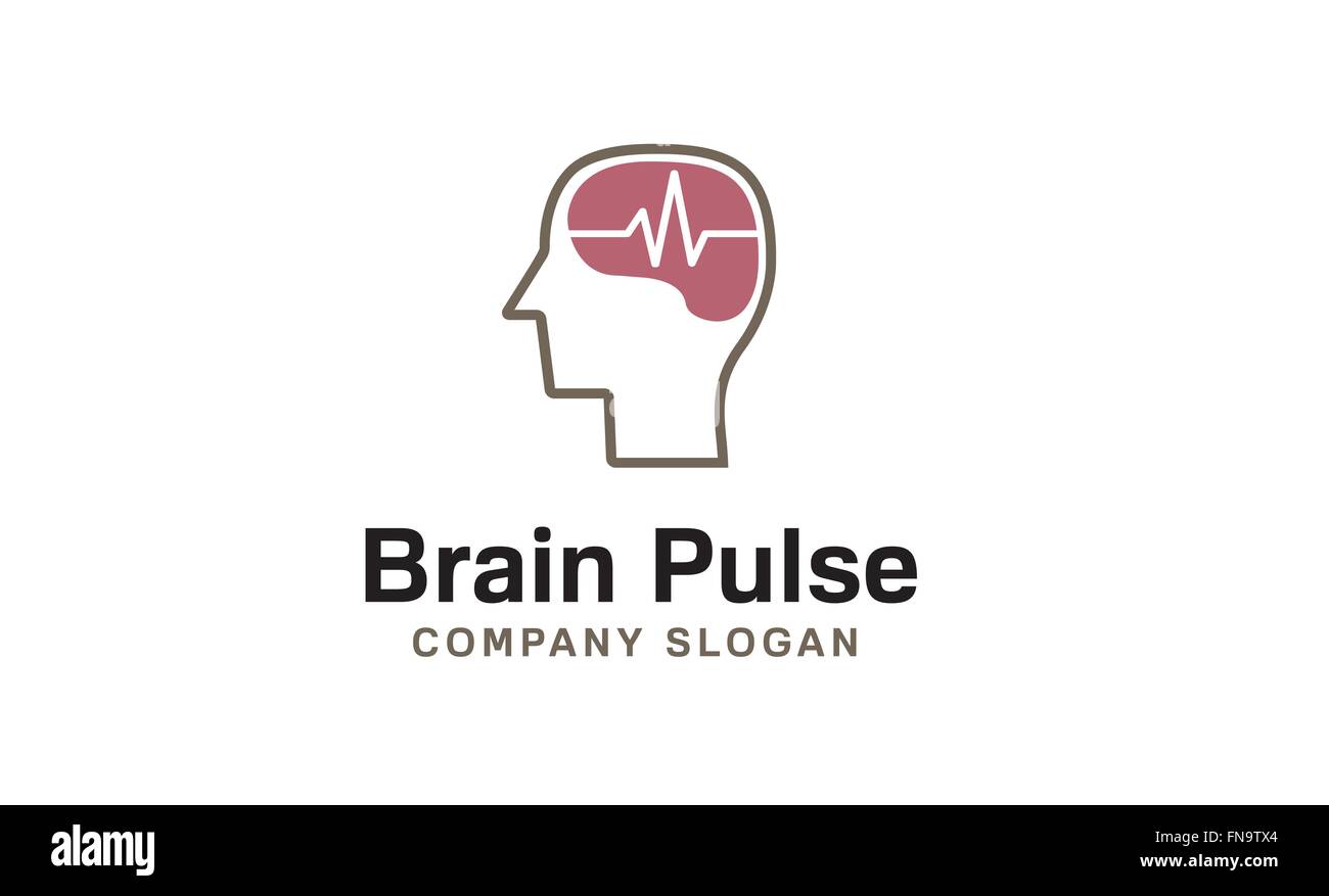 Illustration de la conception du symbole vectoriel du logo Brain Pulse Illustration de Vecteur