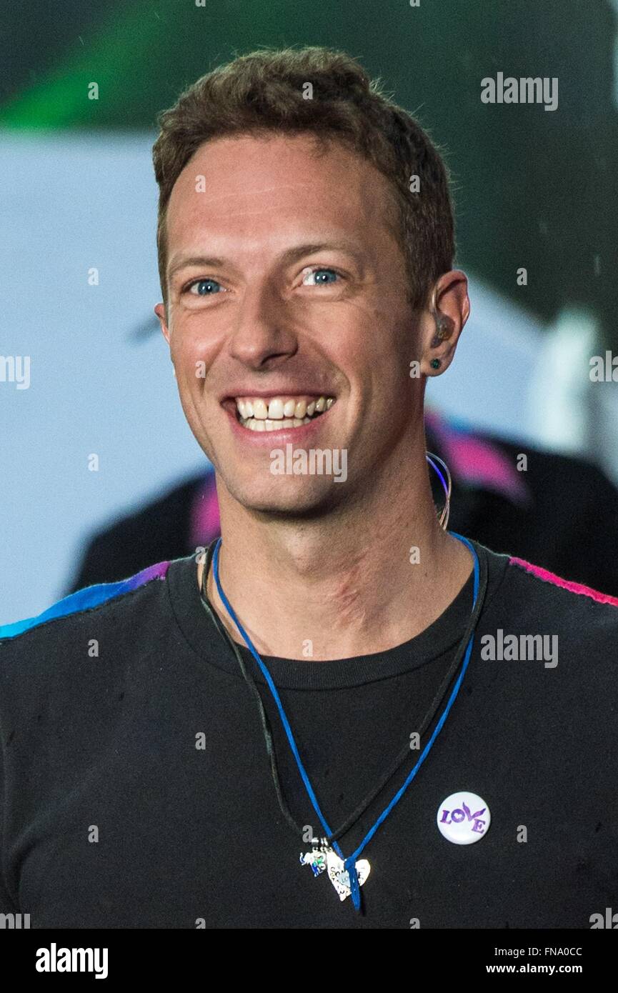New York, NY, USA. 14Th Mar, 2016. Chris Martin sur scène pour NBC Today Show Concert avec Coldplay, Rockefeller Plaza, New York, NY 14 Mars, 2016. © Steven Ferdman/Everett Collection/Alamy Live News Banque D'Images