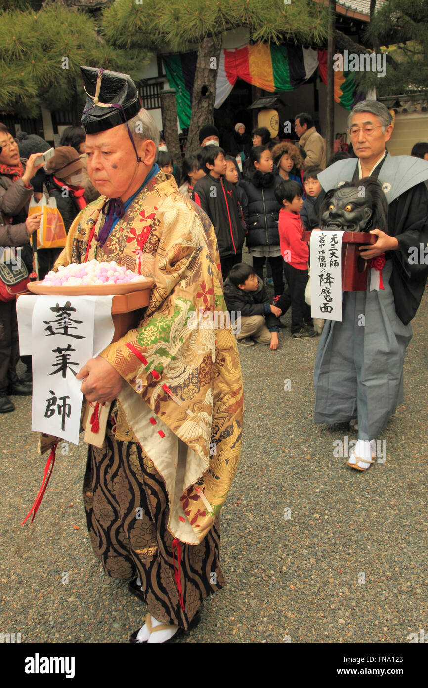Le Japon, Kyoto, Setsubun Festival, Rozanji Temple, procession, les gens, Banque D'Images