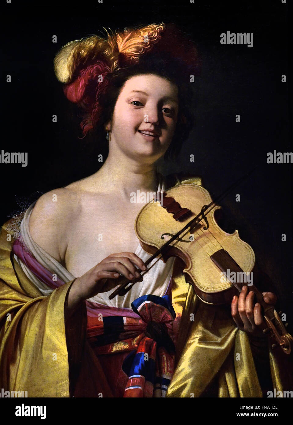 Femme jouant du violon, 1626 par Gerrit van Honthorst Néerlandais Pays-Bas 1590-1656 Banque D'Images