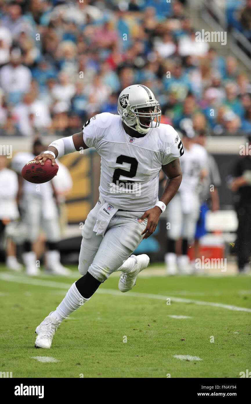 23 décembre 2007 - Jacksonville, Florida, USA - Oakland Raiders quarterback JaMarcus Russell (2) pendant les Raiders 49-11 perte pour les Jacksonville Jaguars de Jacksonville Municipal Stadium le 23 décembre 2007 à Jacksonville, en Floride. ZUMA Press/Scott A. Miller (crédit Image : © Scott A. Miller via Zuma sur le fil) Banque D'Images