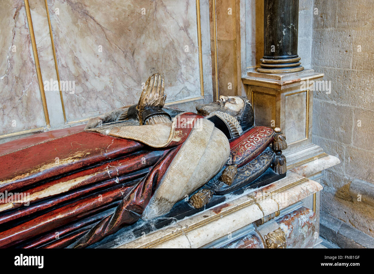 Tombe de Jean encore. La cathédrale de Wells. Le Somerset, Angleterre. Banque D'Images