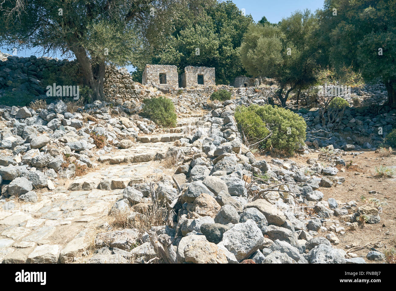 Vestiges de pierre de l'ancienne ville de Palio Pyli sur l'île de Kos en Grèce Banque D'Images
