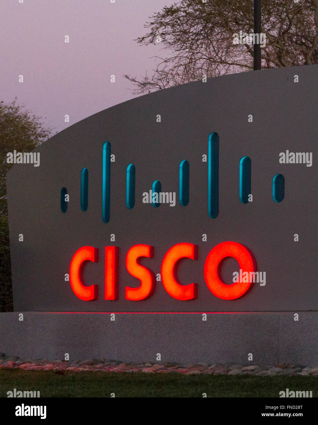 Un signe de Cisco à San Jose California USA Banque D'Images