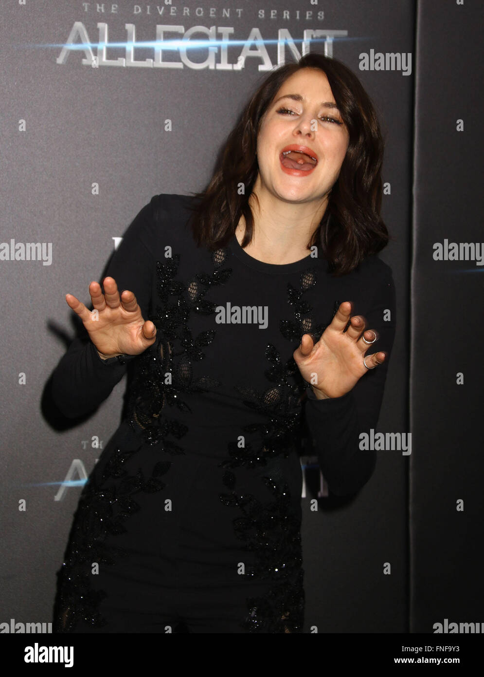 New York, USA. 14Th Mar, 2016. L'actrice SHAILENE WOODLEY assiste à la première mondiale de la série : 'divergentes Allegiant' tenue à l'AMC Loews Lincoln Square Theatre. Credit : Nancy/Kaszerman ZUMA Wire/Alamy Live News Banque D'Images