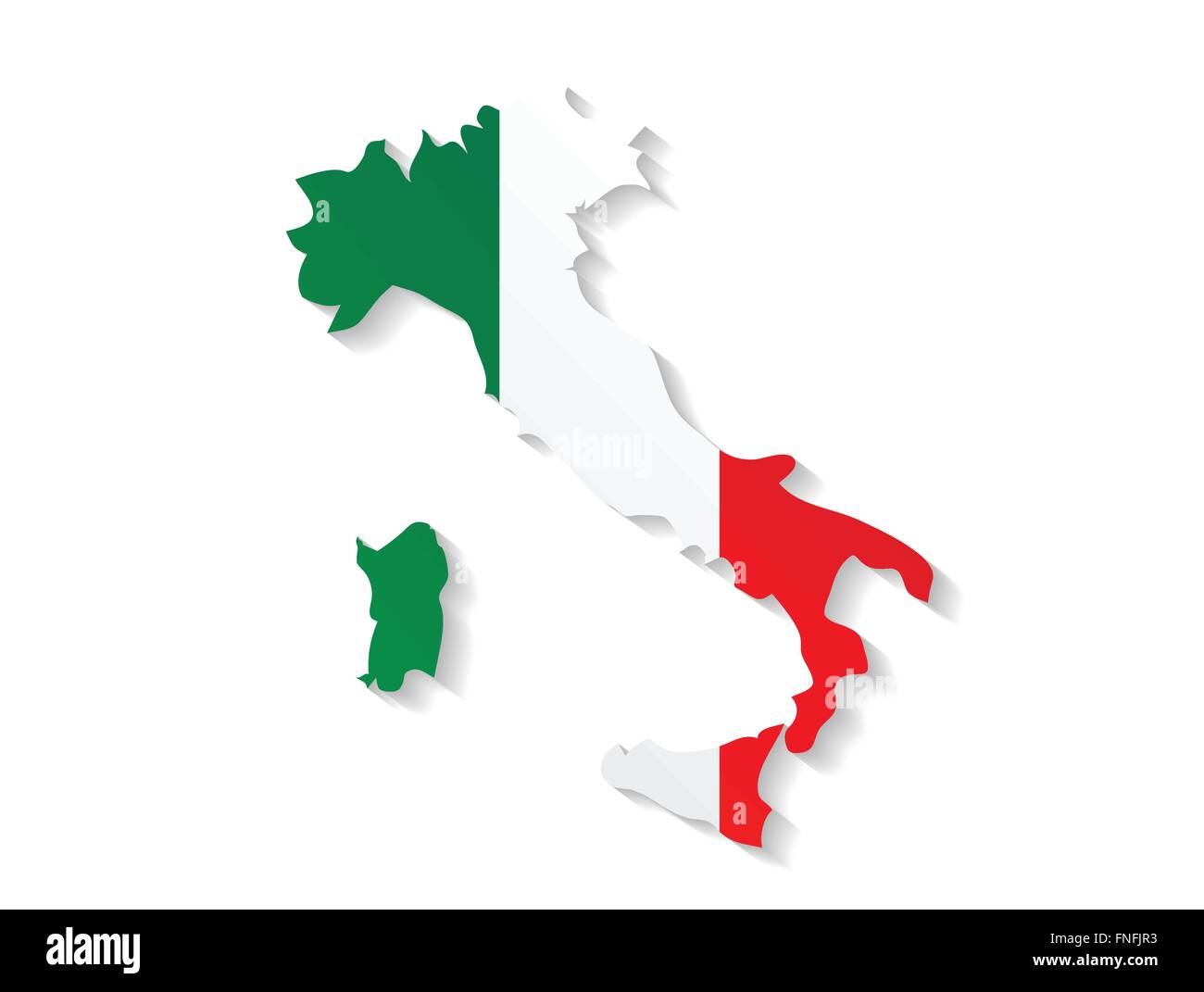 Italie carte pays avec un drapeau et d'effet d'ombre Illustration de Vecteur