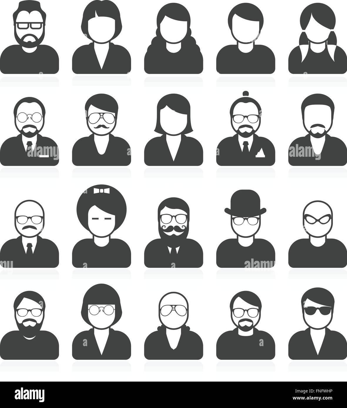 Les gens simples avatars et userpics de style différent et la coiffure Illustration de Vecteur