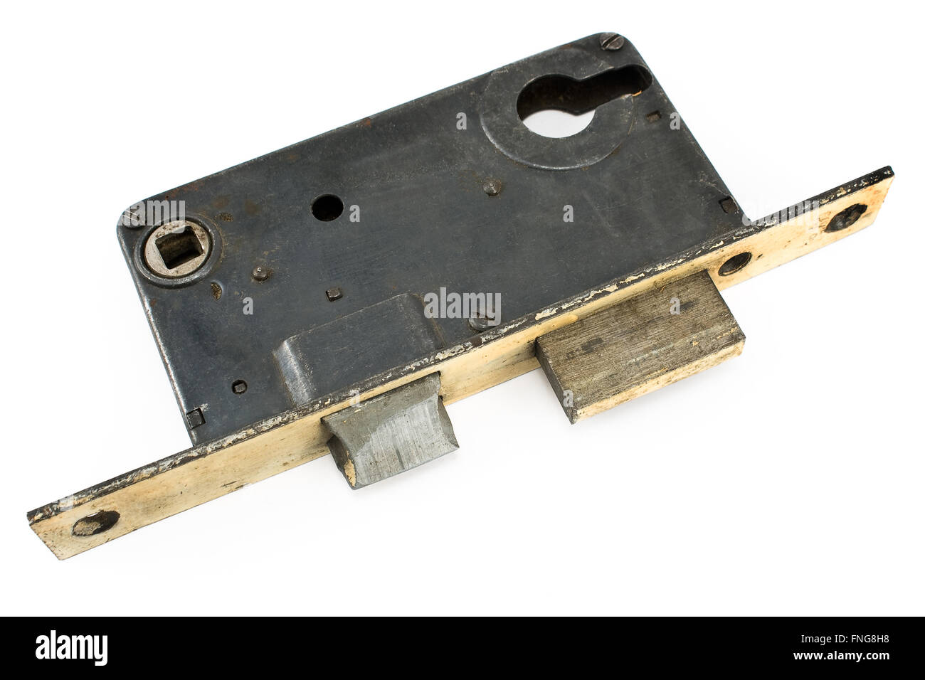 Serrure de porte ancienne isolated on white Banque D'Images