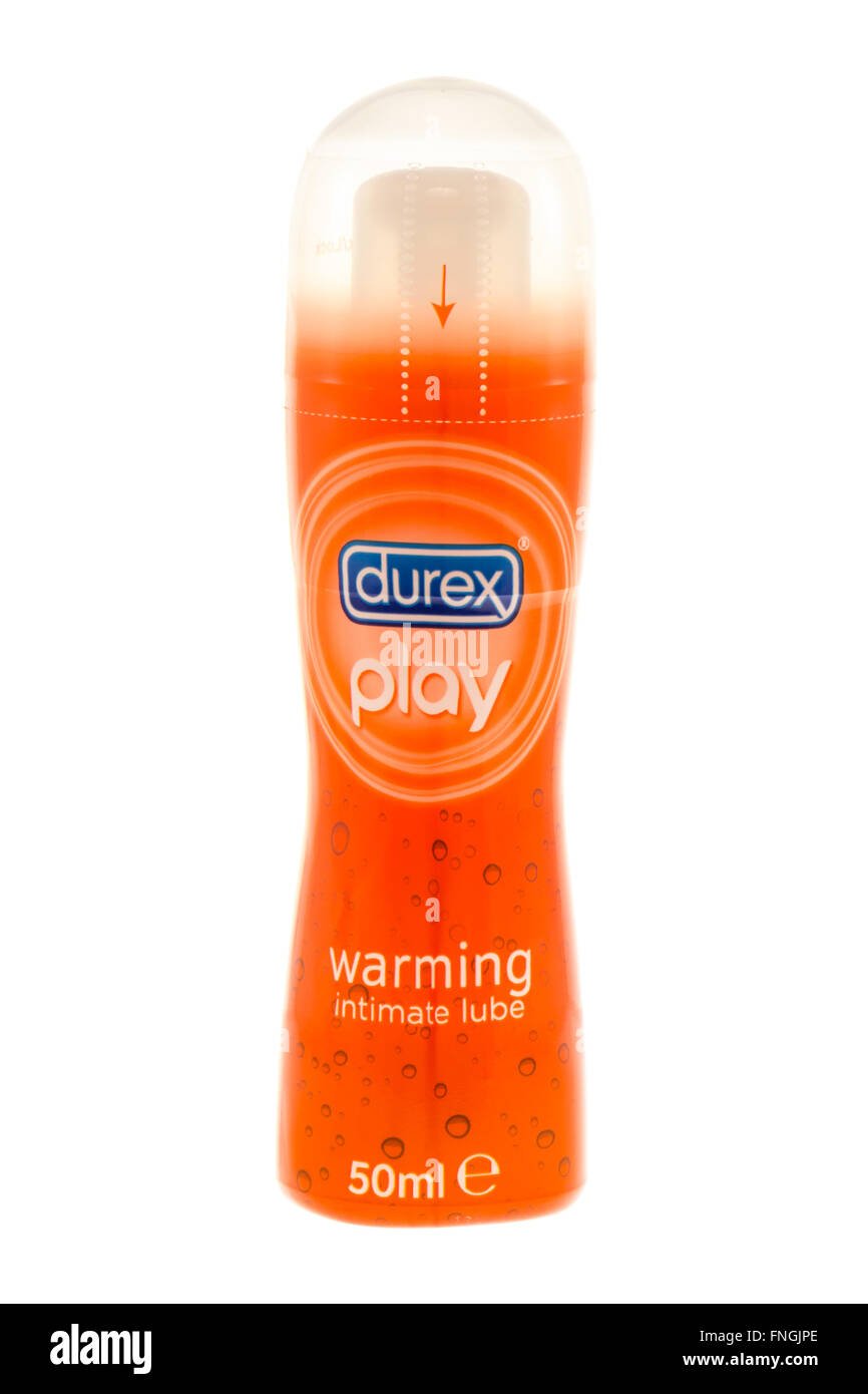 Durex Play lubrifiant intime de réchauffement. Banque D'Images