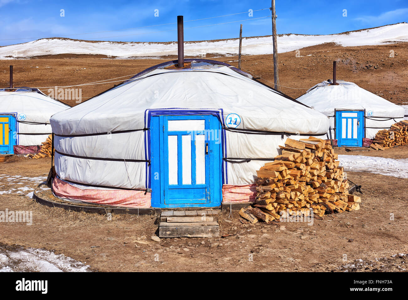 Yourte Mongole (ger) - habitation moderne des nomades de l'Asie centrale Banque D'Images
