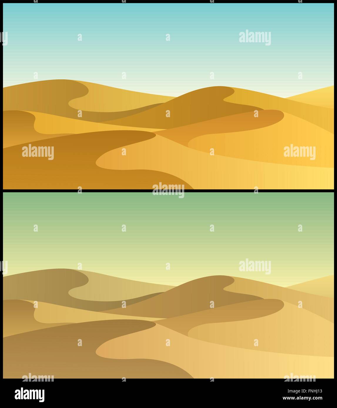 Paysage désertique en 2 versions de couleur. Illustration de Vecteur