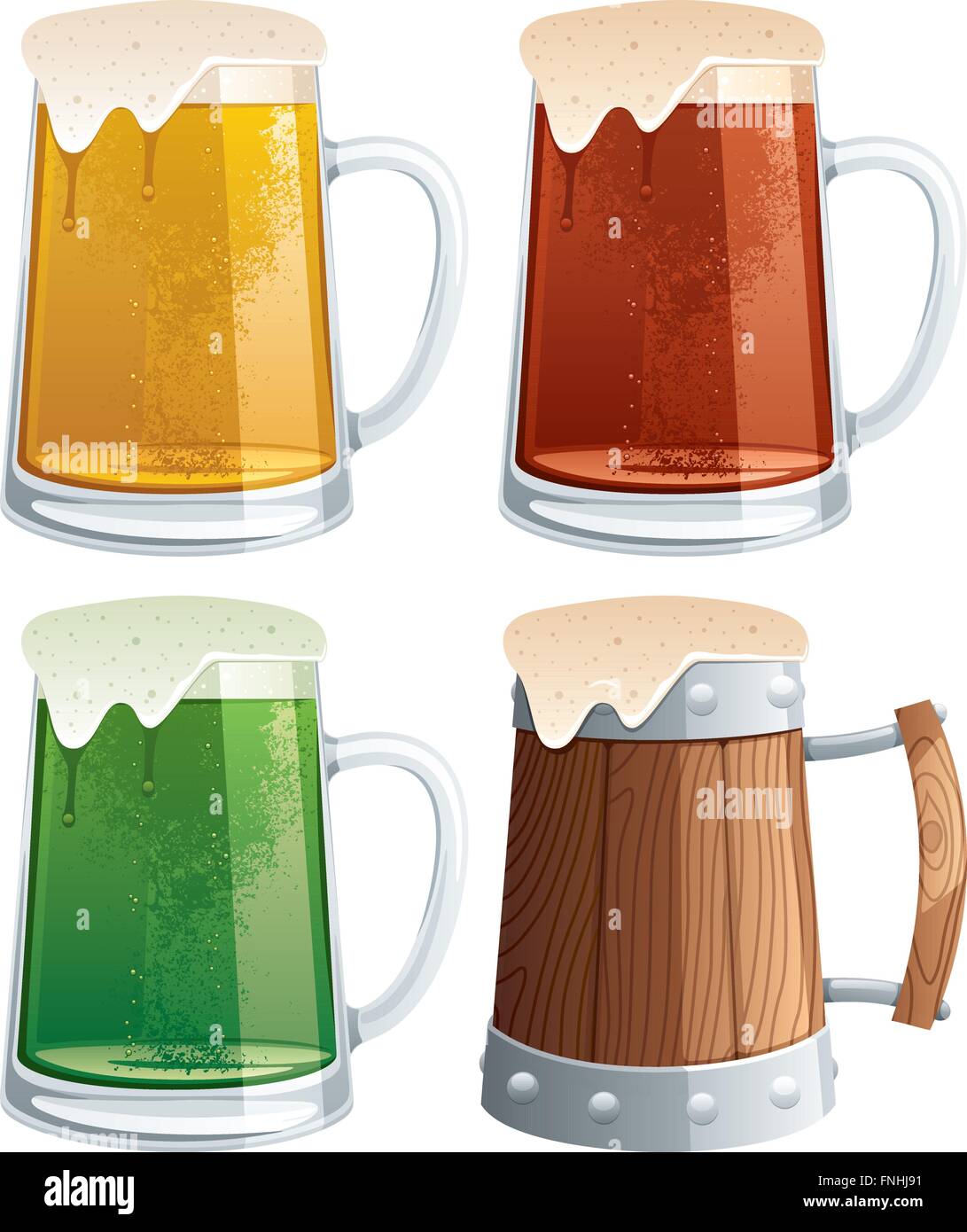 4 verres. Pas de transparence utilisés. Les gradients de base (linéaire). Illustration de Vecteur